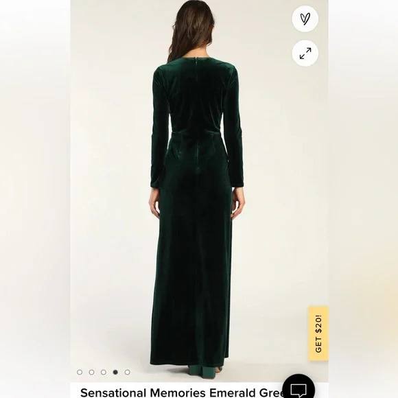 Sensational Memories Emerald Green Velvet Surplice Maxi Dress - Picture 3 of 3